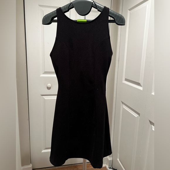 Vintage High-Neck Open-Back Black Dress - Picture 3 of 3
